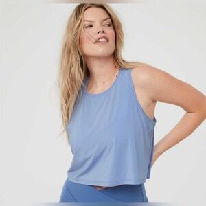 OFFLINE By Aerie Women's Yoga Gym Active Sweat Sesh Cropped Tank Top Blue  S EUC